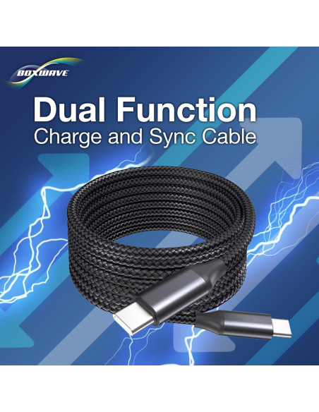Cable USB-C BoxWave DirectSync PD 3.05m 100W Nylon Negro
