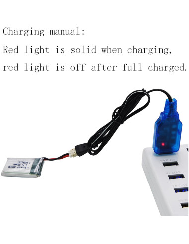 Baterías Lipo Blomiky 4 Pack 3.7V 300mAh PH2.0 para Drones