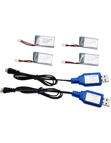 Baterías Lipo Blomiky 4 Pack 3.7V 300mAh PH2.0 para Drones