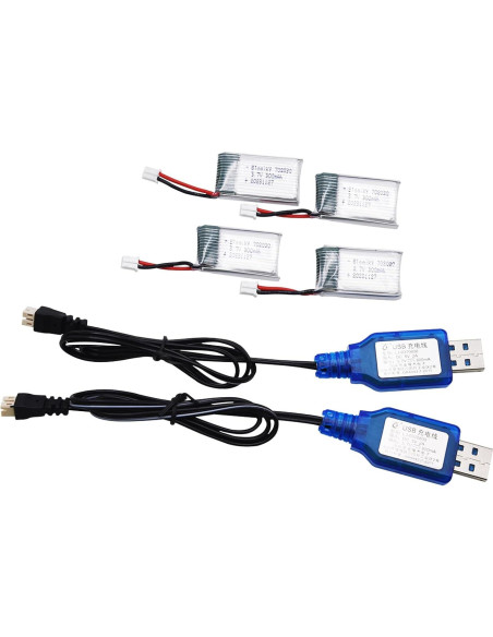 Baterías Lipo Blomiky 4 Pack 3.7V 300mAh PH2.0 para Drones