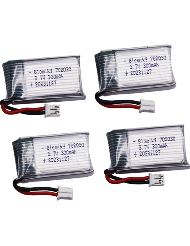 Baterías Lipo Blomiky 4 Pack 3.7V 300mAh PH2.0 para Drones