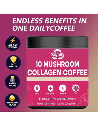 Café de Hongo con Colágeno Suiyilary 150g - Energía y Enfoque