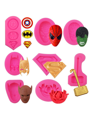 8 Moldes de Silicona Temáticos de Superhéroes Chistepper