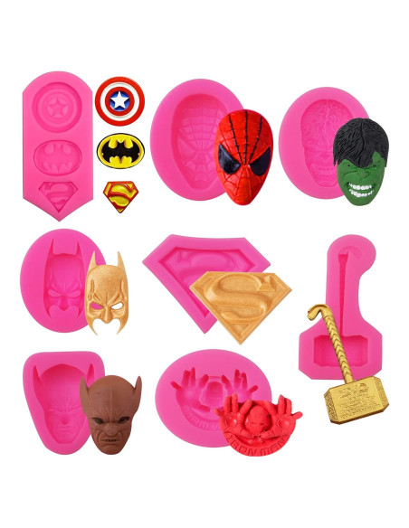 8 Moldes de Silicona Temáticos de Superhéroes Chistepper