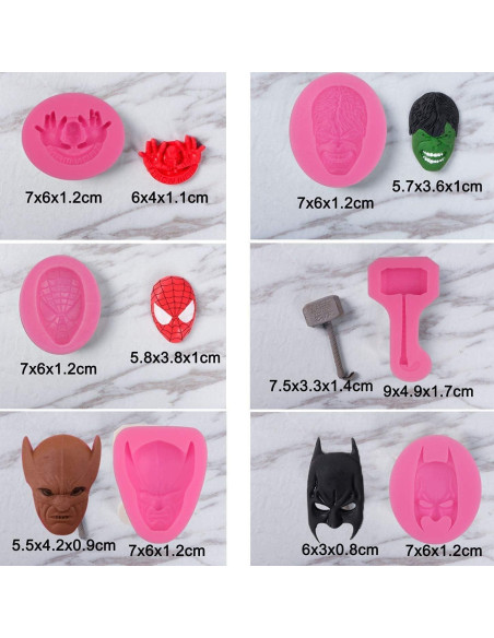8 Moldes de Silicona Temáticos de Superhéroes Chistepper