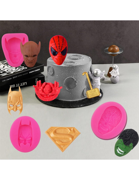 8 Moldes de Silicona Temáticos de Superhéroes Chistepper