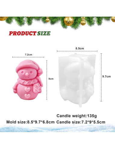 Molde de Vela de Navidad PEVOGON Muñeco de Nieve 10 cm