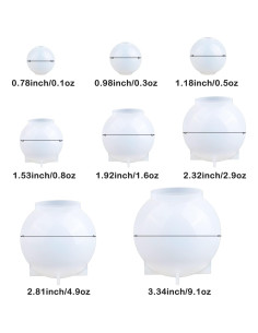 8 Piezas Moldes de Resina Esféricos BABORUI Silicona 3D 2