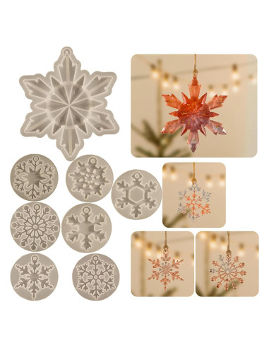 Molde de Silicona ESEENS para Resina y Velas - 8 Piezas Copo de Nieve