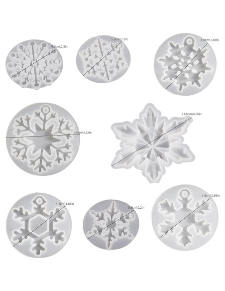 Molde de Silicona ESEENS para Resina y Velas - 8 Piezas Copo de Nieve