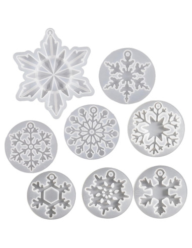 Molde de Silicona ESEENS para Resina y Velas - 8 Piezas Copo de Nieve
