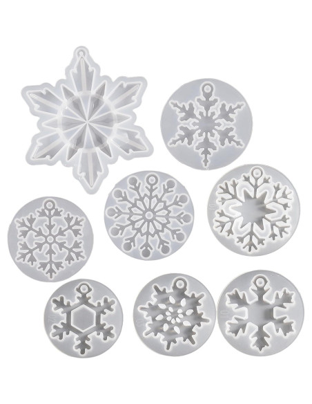Molde de Silicona ESEENS para Resina y Velas - 8 Piezas Copo de Nieve