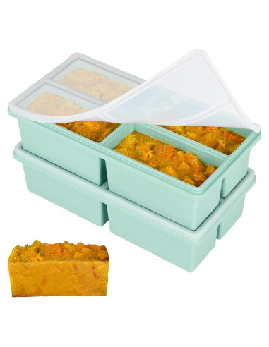 Bandejas de Congelador de Silicona Peuyeji con Tapa - 4 Compartimentos