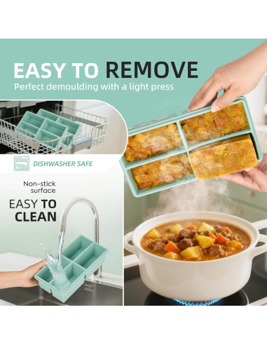 Bandejas de Congelador de Silicona Peuyeji con Tapa - 4 Compartimentos