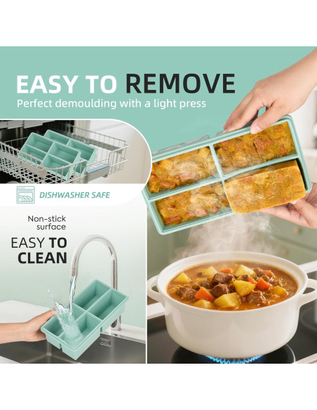 Bandejas de Congelador de Silicona Peuyeji con Tapa - 4 Compartimentos