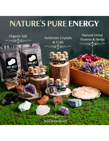 Kit de Hechicería 150 Piezas SHYSHINY - Hierbas, Cristales y Velas