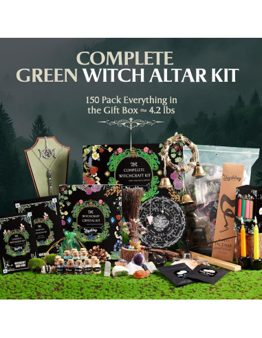 Kit de Hechicería 150 Piezas SHYSHINY - Hierbas, Cristales y Velas