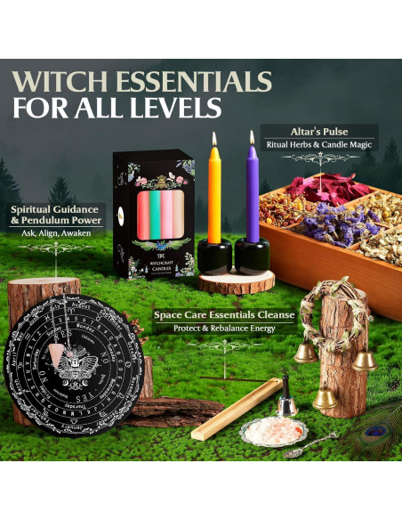 Kit de Hechicería 150 Piezas SHYSHINY - Hierbas, Cristales y Velas