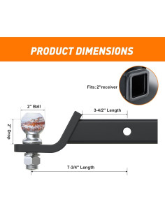 Montaje de enganche de remolque AC-DK 2" con bola y pasador 2