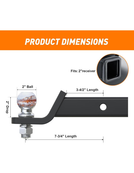 Montaje de enganche de remolque AC-DK 2" con bola y pasador