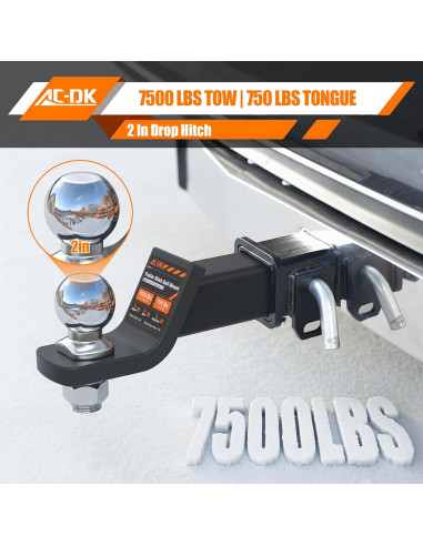 Montaje de enganche de remolque AC-DK 2" con bola y pasador