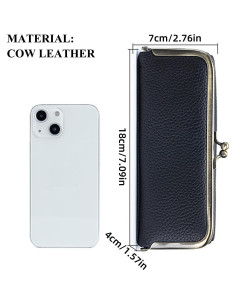 Estuche de Gafas de Cuero QUNIU Negro Compacto 18x7x4 cm 2