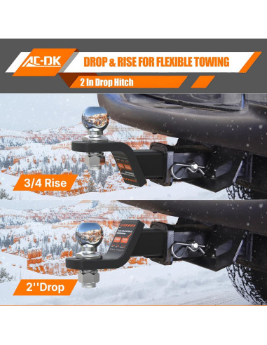 Montaje de enganche de remolque AC-DK 2" con bola y pasador