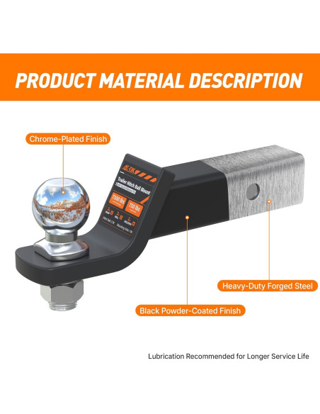 Montaje de enganche de remolque AC-DK 2" con bola y pasador