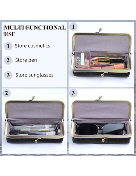 Estuche de Gafas de Cuero QUNIU Negro Compacto 18x7x4 cm
