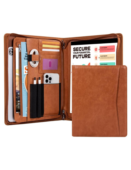 Carpeta de Cuero Calfinder con Cremallera - Portafolio Profesional