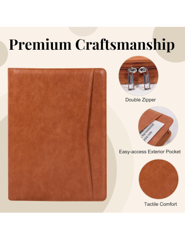 Carpeta de Cuero Calfinder con Cremallera - Portafolio Profesional