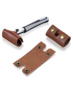 Funda de Afeitar Lusofie de Cuero Marrón para Cuchillas