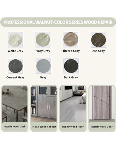 Kit de Reparación de Madera MSQDZW, 13 Piezas, Color Gris