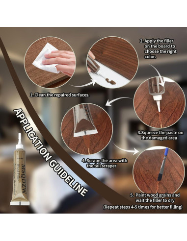 Kit de Reparación de Madera MSQDZW, 13 Piezas, Color Gris