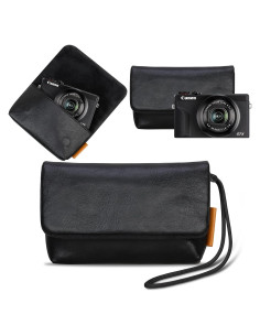 Bolsa de cámara Lacdo para Canon G7 X Mark III/II, negra