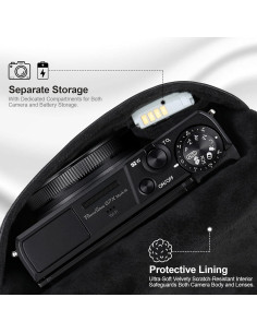 Bolsa de cámara Lacdo para Canon G7 X Mark III/II, negra 2