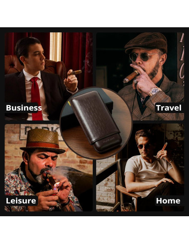 Estuche de Cigarros de Cuero Genuino TORIIOSHY 3 Dedos