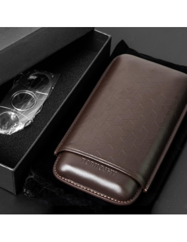 Estuche de Cigarros de Cuero Genuino TORIIOSHY 3 Dedos