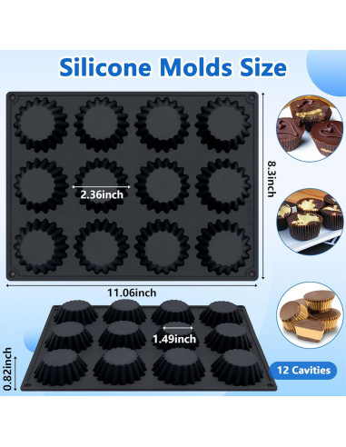 Moldes de Silicona Dropower para 12 Tazas de Mantequilla de Maní