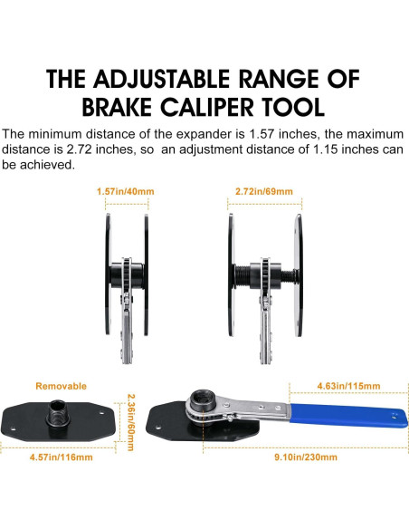 Herramienta Compresora de Caliper de Freno Rurswriyt 5 en 1