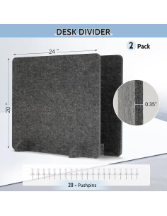 Divisores Acústicos para Escritorio AMUSIGHT 60x50 cm Paquete de 2 2