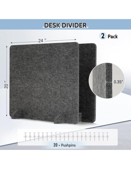 Divisores Acústicos para Escritorio AMUSIGHT 60x50 cm Paquete de 2