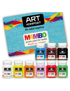 Juego de Pintura Acrílica para Tela Mambo KOMPOZIT 9 Colores 20 ml