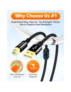 Cable USB-A a B AGVEE 2.01m para Impresoras y MIDI Negro 2