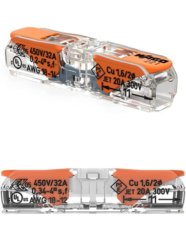 Conector de empalme WAGO Lever-Nuts 2 conductores 24-12 AWG