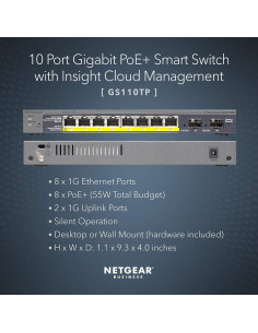 Switch NETGEAR GS110TP PoE+ 8 Puertos Gigabit 55W 2