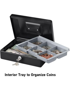 Caja de Dinero SentrySafe CB-10 Negra con Cerradura y Bandeja 2