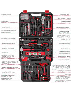 Kit de Herramientas DEKOPRO 238 Piezas con Taladro Inalámbrico 12V 2