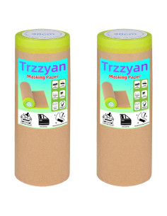 2 Rollos de Papel de Enmascarar Pre-tapeado Trzzyan 30.48cm x 15.24m
