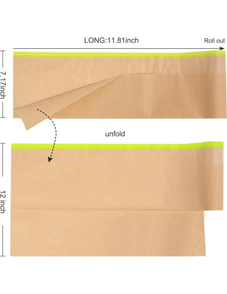 2 Rollos de Papel de Enmascarar Pre-tapeado Trzzyan 30.48cm x 15.24m